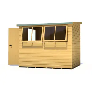 Shire Norfolk Workshop Pent Shed 8x6 Double Door 19mm Loglap Style A