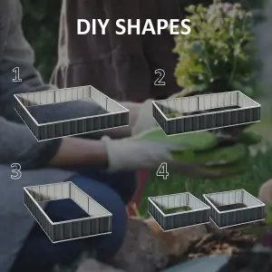 Outsunny Metal Raised Garden Bed No Bottom DIY Large Planter Box w/ Gloves