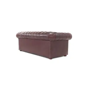 Chesterfield 3 Seater Buttoned Seat Sofa Old English Hazel Real Leather In Classic Style