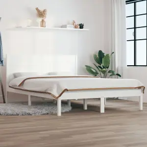 Berkfield Bed Frame White Solid Wood Pine 140x200 cm