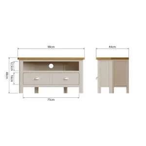 Home Source Ramsgate Grey & Oak Corner 1 Drawer TV Stand Cabinet