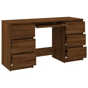 Berkfield Writing Desk Brown Oak 140x50x77 cm Engineered Wood