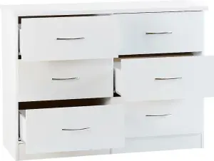 Nevada 6 Drawer Chest in White Gloss