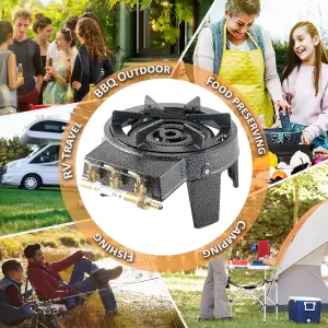 NJ GB-17 Cast Iron Gas Stove Triple Ring Burner Commercial High Power Boiling Ring Outdoor LPG Camping Cooker 9.0kW