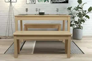 Ohio Dining Set Oak Table and 2 Benches