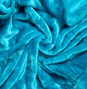 Hibernate Collection Soft Faux Mink Throw Thick Luxury Blanket - Double Turquoise