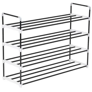 Berkfield Shoe Rack with 4 Shelves Metal and Plastic Black