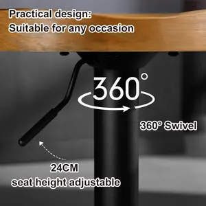 Persaeus Adjustable Height Counter Stool with Metal Frame (Set of 2) Dark wood look