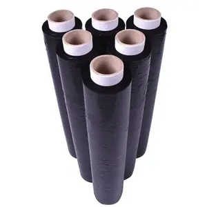 2 x Strong Black 400mm Water & Moisture Proof Pallet Shrink Wrap Easy To Use Cling Film Rolls