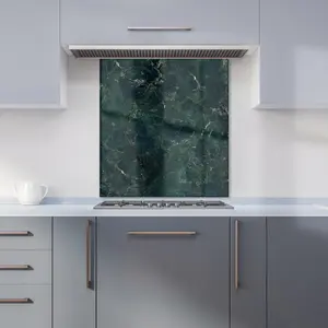 Deep Green Quartz Effect Premium Glass Kitchen Splashback W700mm x H750mm