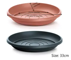 Round Plastic Water Plant Pot Saucer Trays Terracotta 33cm