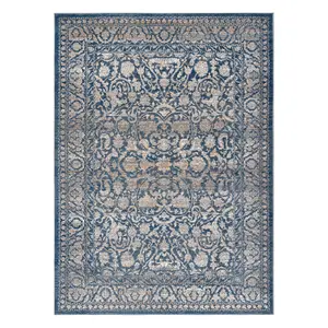 Carpet Wool NAIN Ornament, frame, vintage 7557/51644 beige / blue 80x150 cm