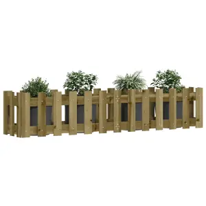 Berkfield Garden Raised Bed with Fence Design 150x30x30 cm Impregnated Wood Pine