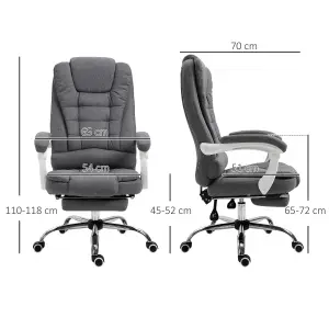 Vinsetto Office Chair Computer Swivel Rolling Task Recliner for Home with Retractable Footrest, Arm, Grey