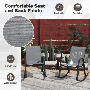 Costway Patio Rocking Chair Set of 2 Outdoor All-weather Metal Rockers