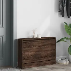 Berkfield Shoe Cabinet Brown Oak 80x21x57 cm Engineered Wood