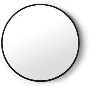 Biznest Large 60cm Large Round Black Wall Mounted Mirror Aluminium Frame Bathroom Living Room