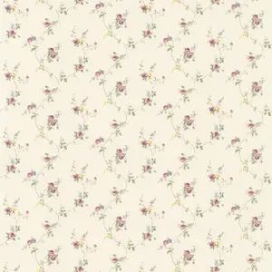 Galerie Pretty Prints Cream/Pink Lauras Floral Trail Wallpaper Roll