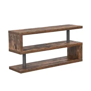 Miami Wooden S Shape TV Stand In Rustic Oak