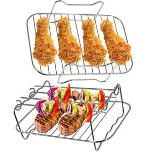 SPARES2GO Grill Shelf Racks Compatible with Ninja Foodi AF300 AF400 AF451 Air Fryer (+ 4 Skewers)