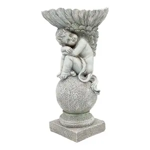 GardenKraft 10959 Angel & Shell Design Bird Bath