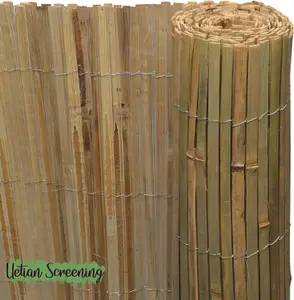 Bamboo Slat Screening Fence Roll Natural Bamboo Privacy Garden Wind Outdoor Sun Protection Shield Panel (1.8m x 4m)