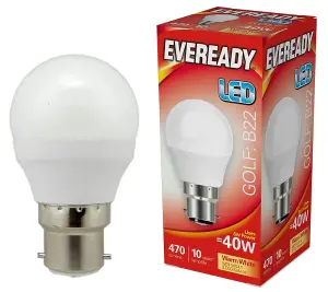 Eveready 4.9w LED BC Opal Golf Ball 3000k - Warm White