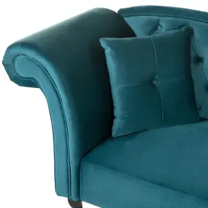 Left Hand Chaise Lounge Velvet Teal LATTES