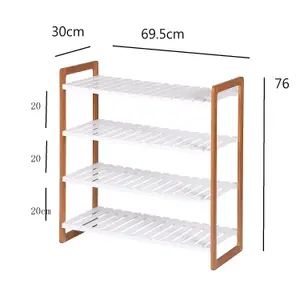 4 Tier Wooden Shoe Rack With Bamboo Frames