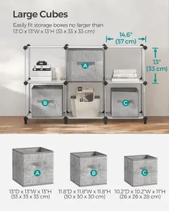 SONGMICS Cube Organizer, 6-Unit Modular Storage with Feet, for Living Room, Bedroom, Study, Rubber Mallet Included, White