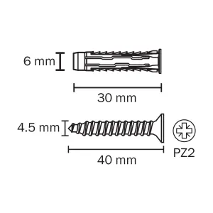 Diall Universal Grey Multi-purpose screw & wall plug (Dia)6mm (L)30mm, Pack of 10