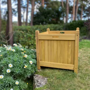 Square Wooden Planters in Tan (Set of 2)