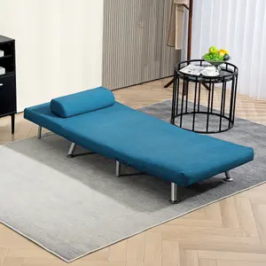 HOMCOM Single Folding 5 Position Convertible Sleeper Chair Sofa Bed Blue