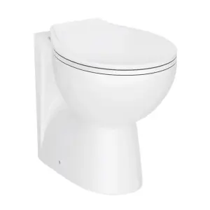 Nes Home Linton Back To Wall BTW Gloss White Round Ceramic Toilet Pan Soft Close Seat