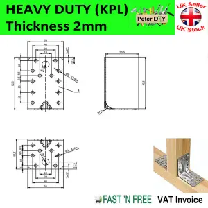 ANGLE BRACKET 2mm Thick HEAVY DUTY Corner Reinforced Galvanised Zinc Plated 90x50 Width 55mm Pack of: 40