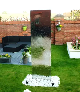 Vertical Stainless Steel Outdoor Water Feature Wall with Plastic Reservoir 130cm