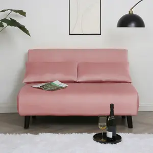 Aurora - Small Double Sofa Bed in Pink Velvet - 2 Seater