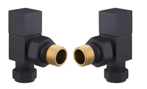 KeenFix Square Towel Rail & Radiator Angle Valves: Black