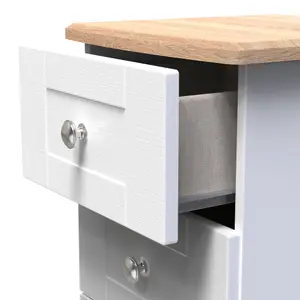 Sussex Ready assembled White & oak 3 Drawer Bedside chest (H)692mm (W)395mm (D)411mm