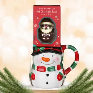 Hot Chocolate Bomb with Mug Christmas Gift Set Holiday Snowman Santa Cocoa Drink