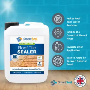 Smartseal Roof Tile Sealer, 100ml Sample, For Concrete, Slate & Clay Roof Tiles, 10yr Water Repellent, Moss and Algae Protection