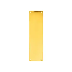 Plain Victorian Door Finger Plate 298 x 73mm Polished Brass Push Plate