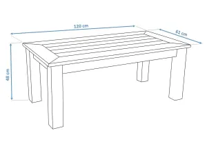 Winawood Wood Effect Coffee Table - L120cm x D61cm x H48cm - New Teak