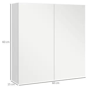 kleankin Wall Mounted Bathroom Storage Cupboard W/ Mirror and Shelf, White