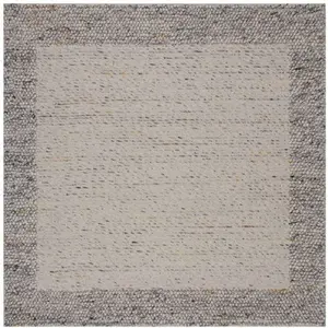 Dunelm Pebble Wool Border Square Rug, Scandi, Grey/Natural, Pebble Monochrome