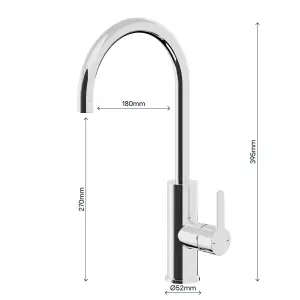 GoodHome Zanthe Chrome-plated Kitchen Side lever Tap