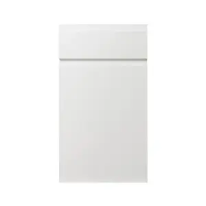 GoodHome Garcinia Integrated handle Gloss white Contemporary Door & drawer 400mm