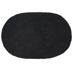 Oval Jute Area Rug 160 x 230 cm Black DEMIRCI