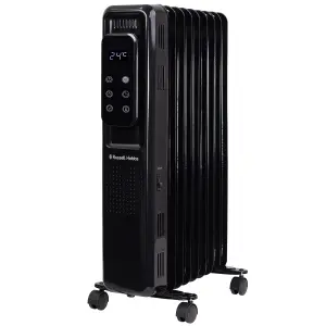 Russell Hobbs Electric Heater 2000W Black Digital 9 Fin Oil Filled Radiator with Remote & 2 Year Guarantee RHOFR2009B-D