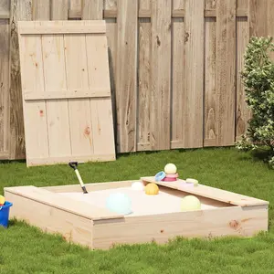 Berkfield Sandpit with Cover 111x111x19.5 cm Solid Wood Pine